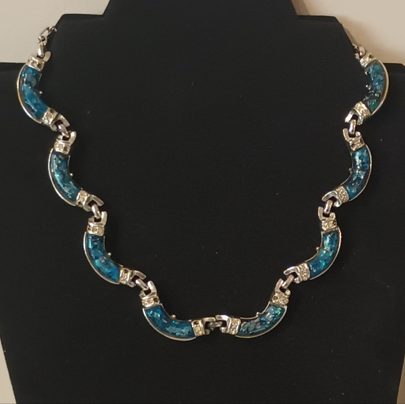 VINTAGE Coro 1950's Rhinestone Thermoset Lucite Necklace 16" Inches Long - Picture 2 of 16